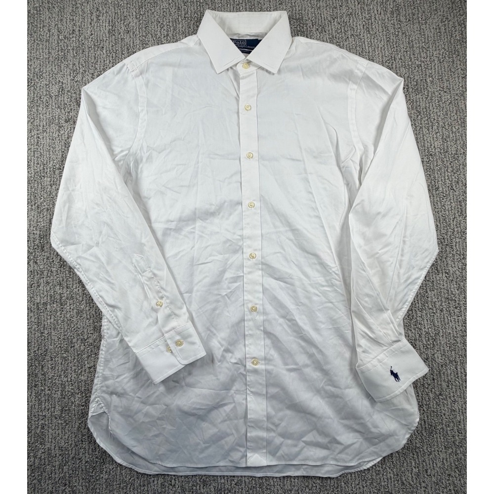 Polo Ralph Lauren Button Down Men L White Custom Fit Long Sleeve Pony Logo Shirt